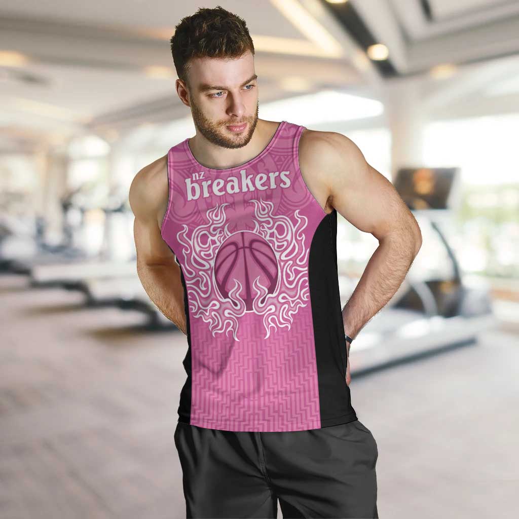 New Zealand Custom Men Tank Top Fire Basketball Maori Tribal Pink - Aussie Hoodie