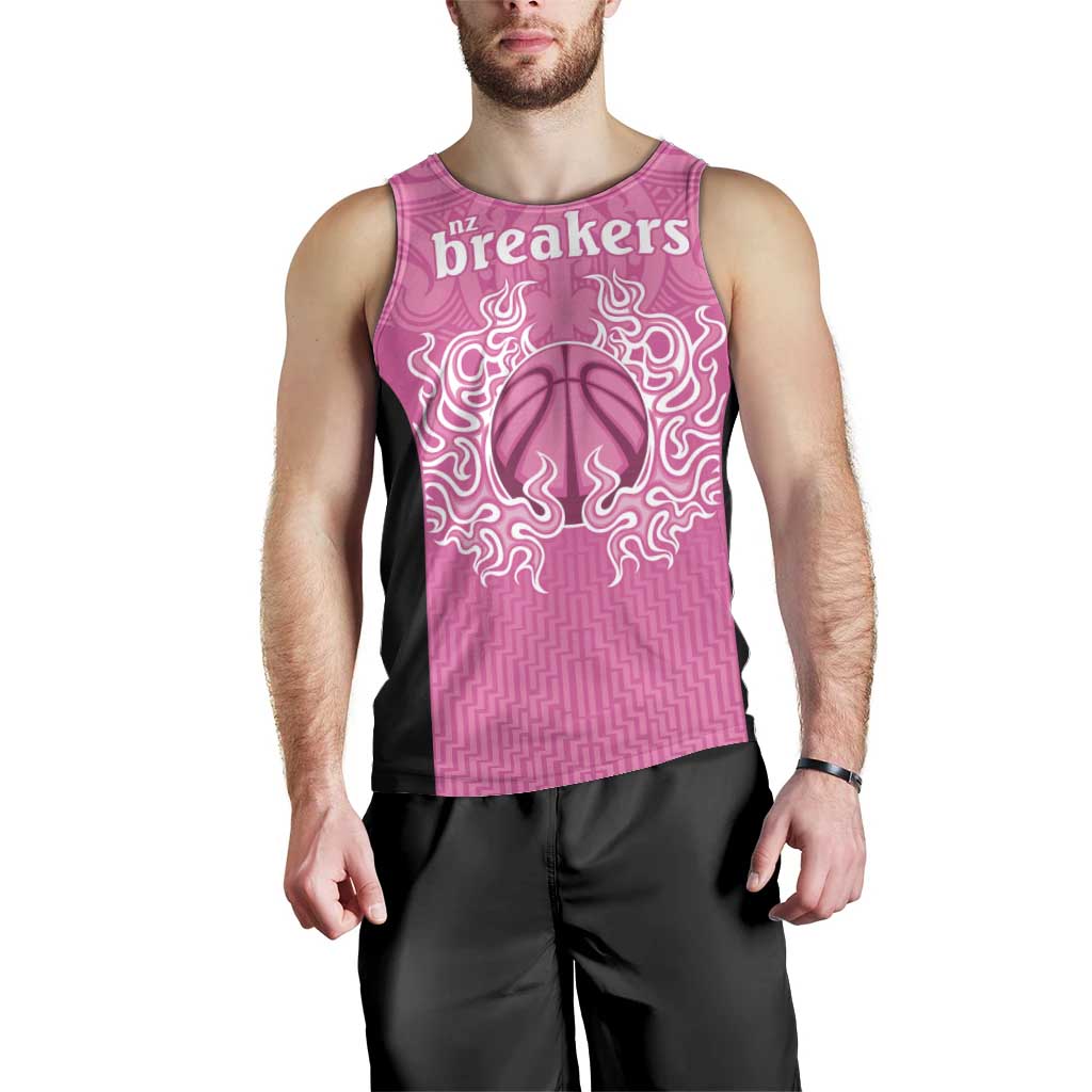 New Zealand Custom Men Tank Top Fire Basketball Maori Tribal Pink - Aussie Hoodie
