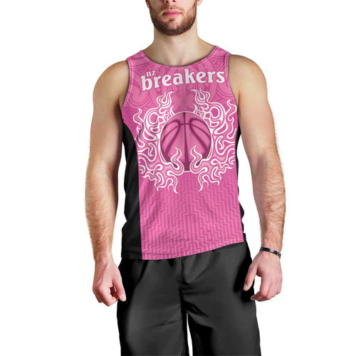New Zealand Custom Men Tank Top Fire Basketball Maori Tribal Pink - Aussie Hoodie