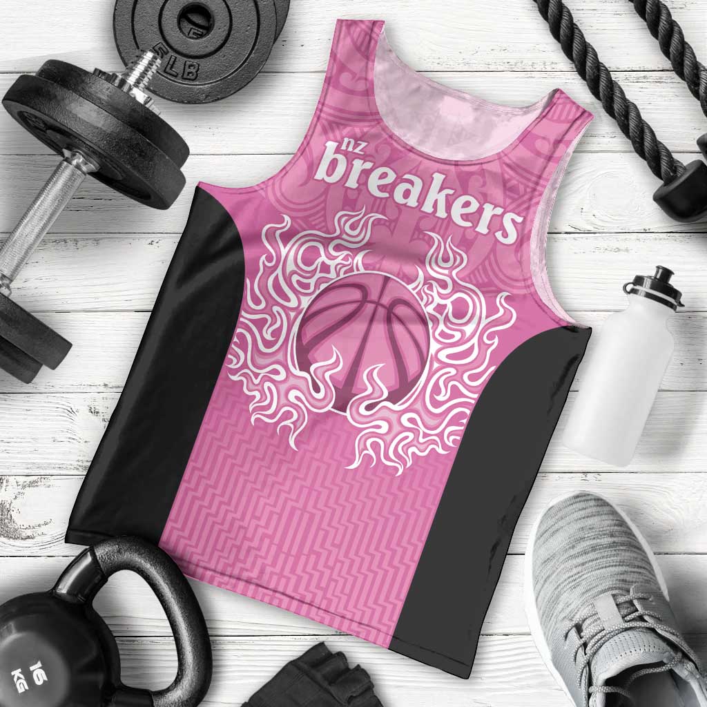 New Zealand Custom Men Tank Top Fire Basketball Maori Tribal Pink - Aussie Hoodie