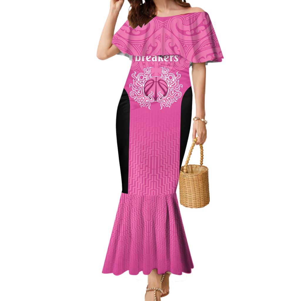 New Zealand Custom Mermaid Dress Fire Basketball Maori Tribal Pink - Aussie Hoodie