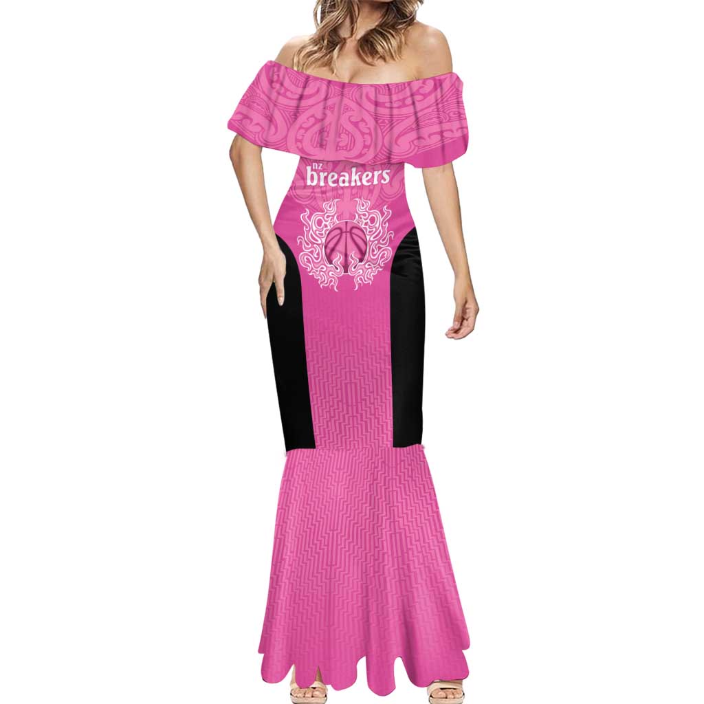 New Zealand Custom Mermaid Dress Fire Basketball Maori Tribal Pink - Aussie Hoodie