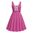 New Zealand Custom Midi Dress Fire Basketball Maori Tribal Pink - Aussie Hoodie