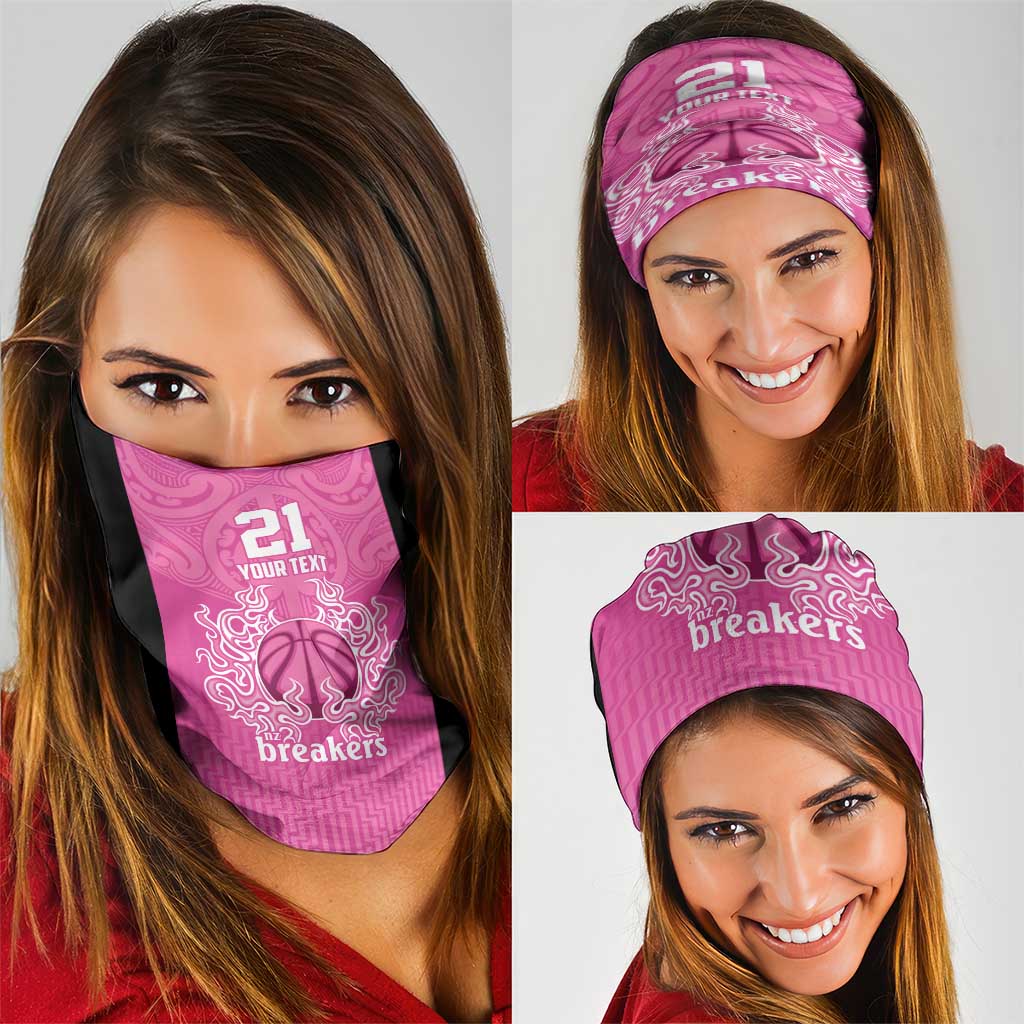 New Zealand Custom Neck Gaiter Fire Basketball Maori Tribal Pink LT9