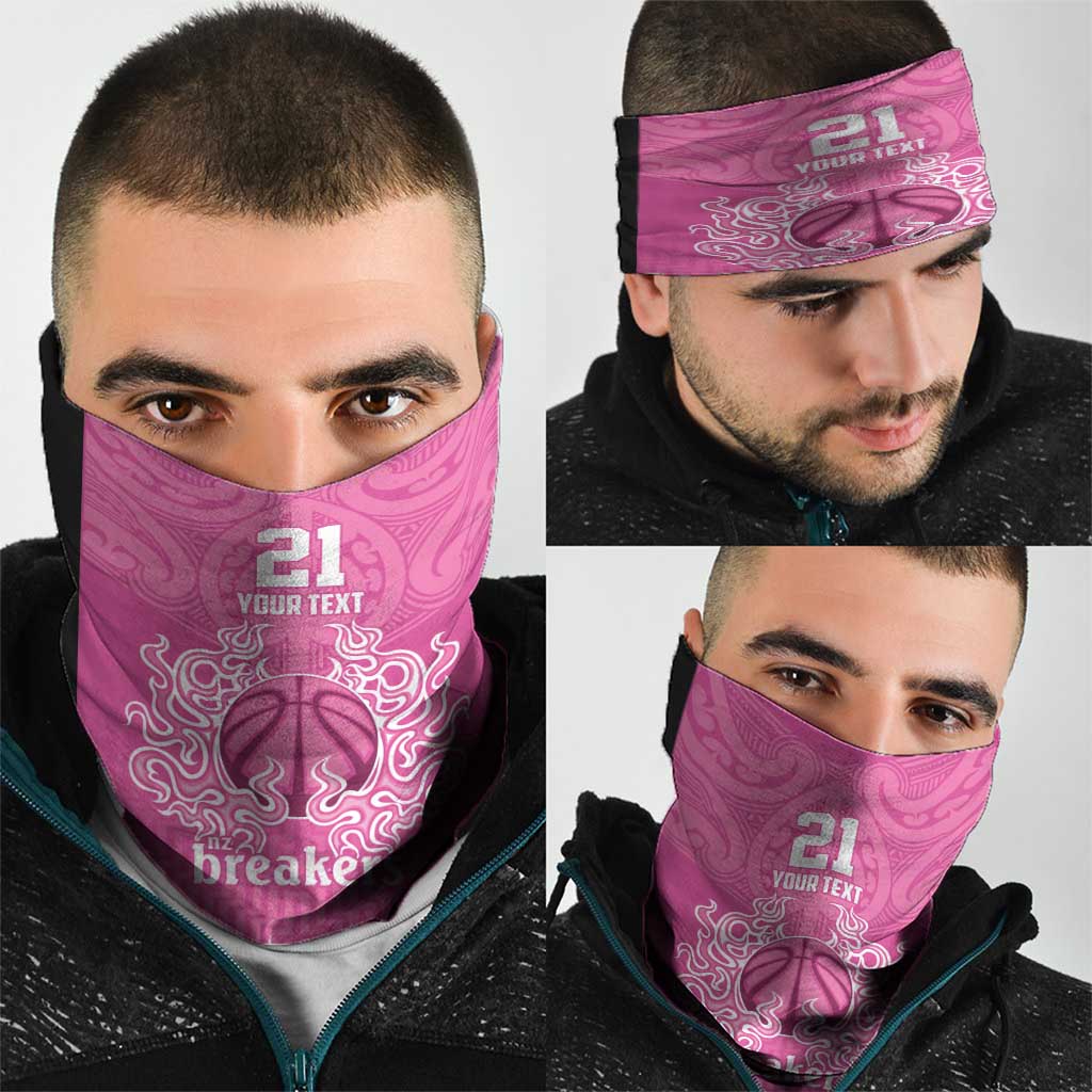 New Zealand Custom Neck Gaiter Fire Basketball Maori Tribal Pink LT9