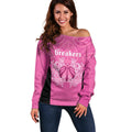 New Zealand Custom Off Shoulder Sweater Fire Basketball Maori Tribal Pink - Aussie Hoodie