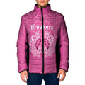 New Zealand Custom Padded Jacket Fire Basketball Maori Tribal Pink - Aussie Hoodie