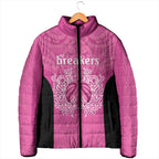 New Zealand Custom Padded Jacket Fire Basketball Maori Tribal Pink - Aussie Hoodie