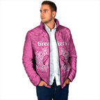 New Zealand Custom Padded Jacket Fire Basketball Maori Tribal Pink - Aussie Hoodie