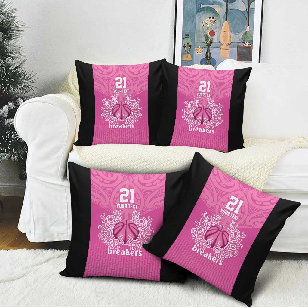 New Zealand Custom Pillow Cover Fire Basketball Maori Tribal Pink - Aussie Hoodie