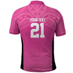 New Zealand Custom Polo Shirt Fire Basketball Maori Tribal Pink - Aussie Hoodie