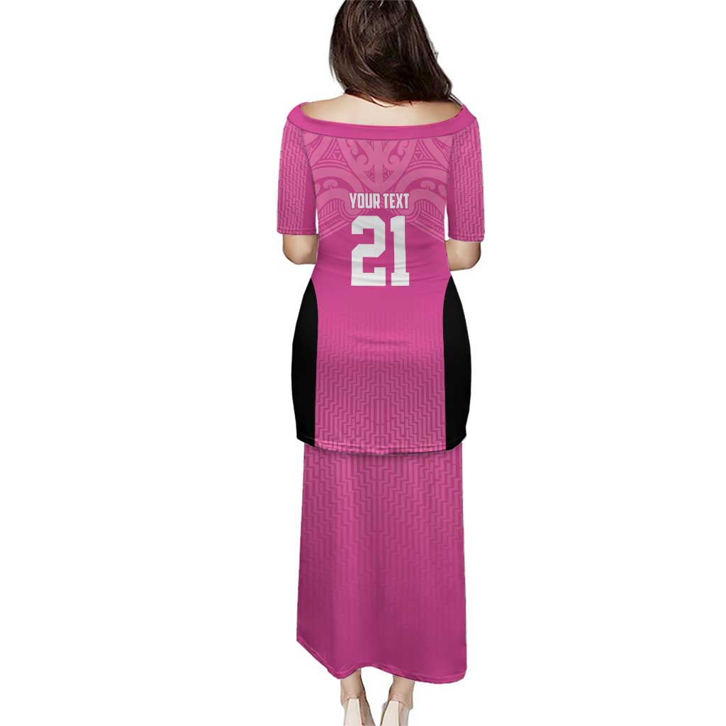 New Zealand Custom Puletasi Fire Basketball Maori Tribal Pink - Aussie Hoodie