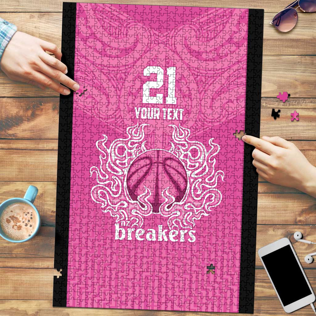 New Zealand Custom Puzzle Fire Basketball Maori Tribal Pink - Aussie Hoodie