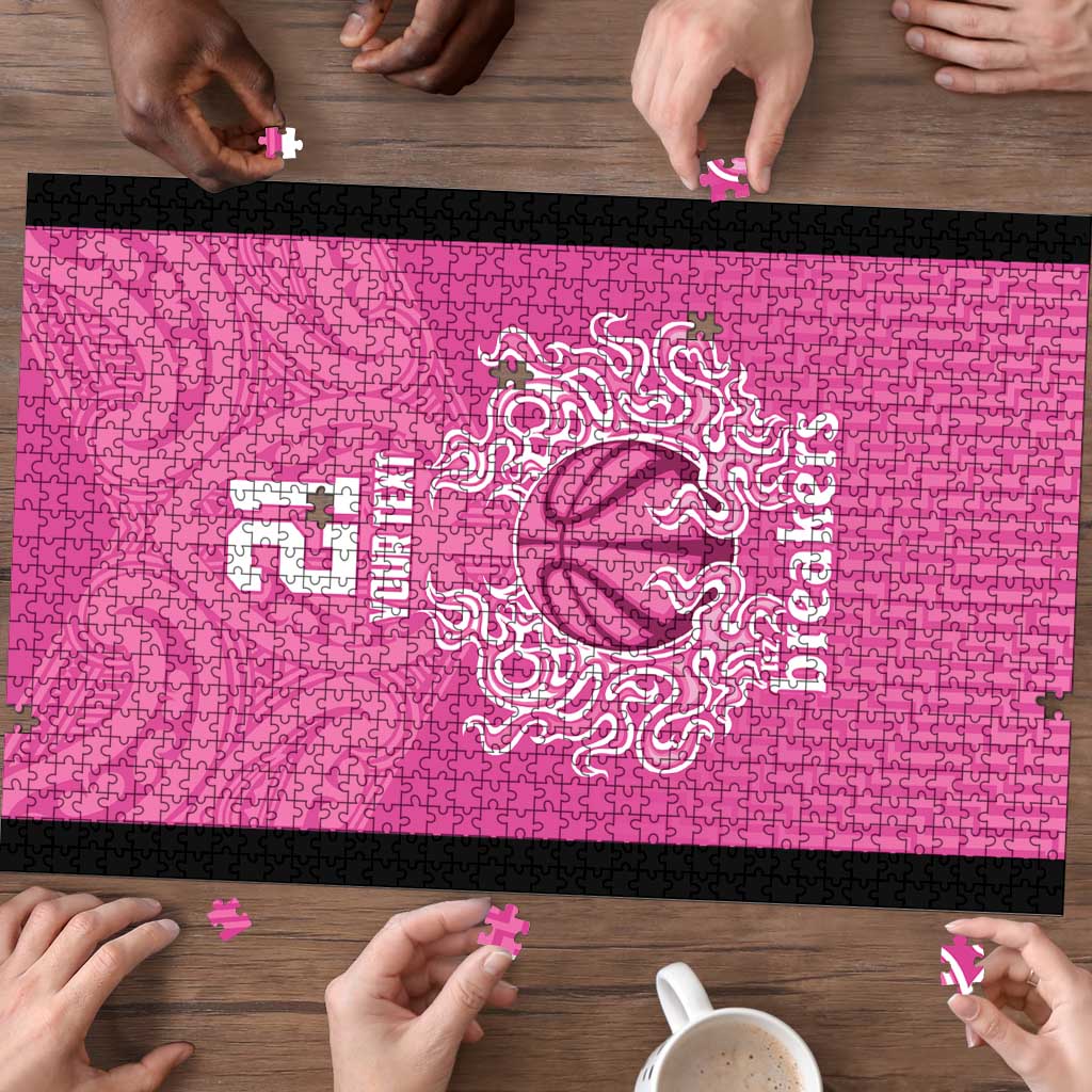 New Zealand Custom Puzzle Fire Basketball Maori Tribal Pink - Aussie Hoodie