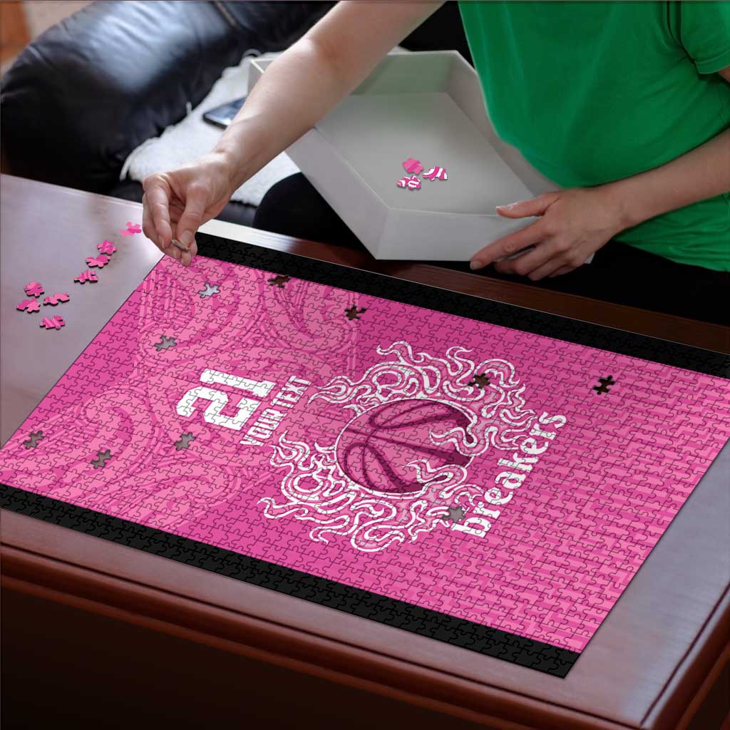 New Zealand Custom Puzzle Fire Basketball Maori Tribal Pink - Aussie Hoodie