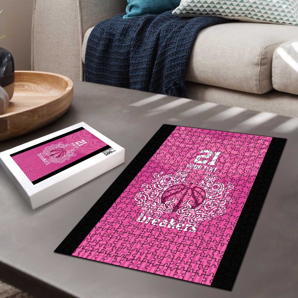 New Zealand Custom Puzzle Fire Basketball Maori Tribal Pink - Aussie Hoodie