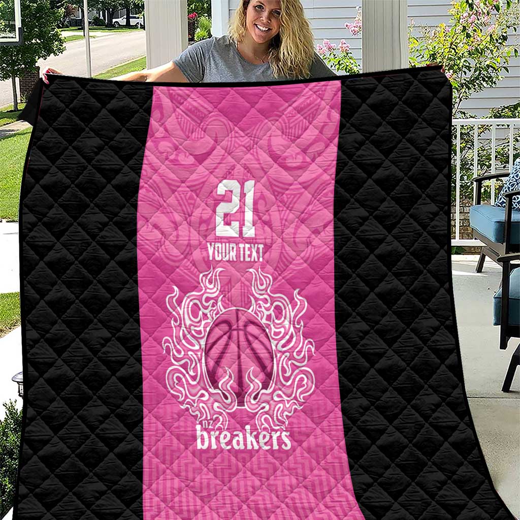 New Zealand Custom Quilt Fire Basketball Maori Tribal Pink - Aussie Hoodie