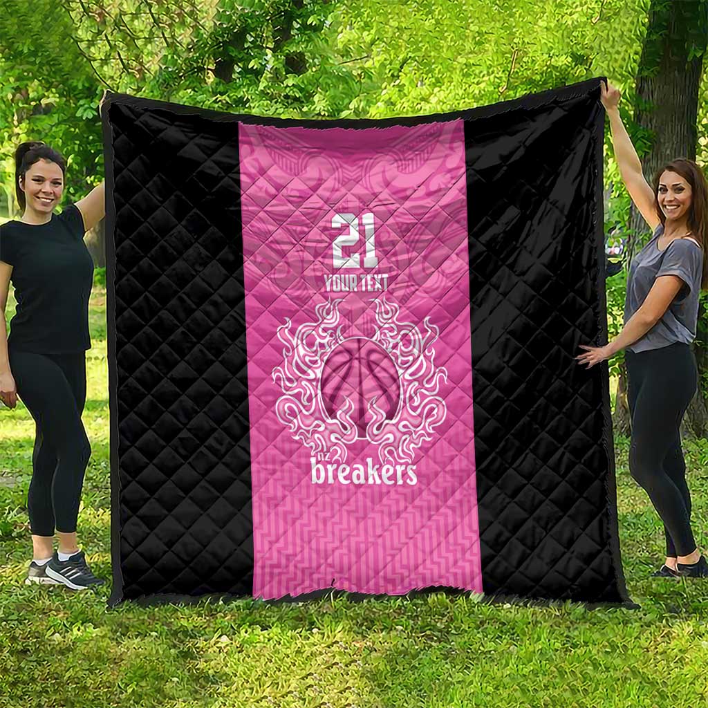 New Zealand Custom Quilt Fire Basketball Maori Tribal Pink - Aussie Hoodie