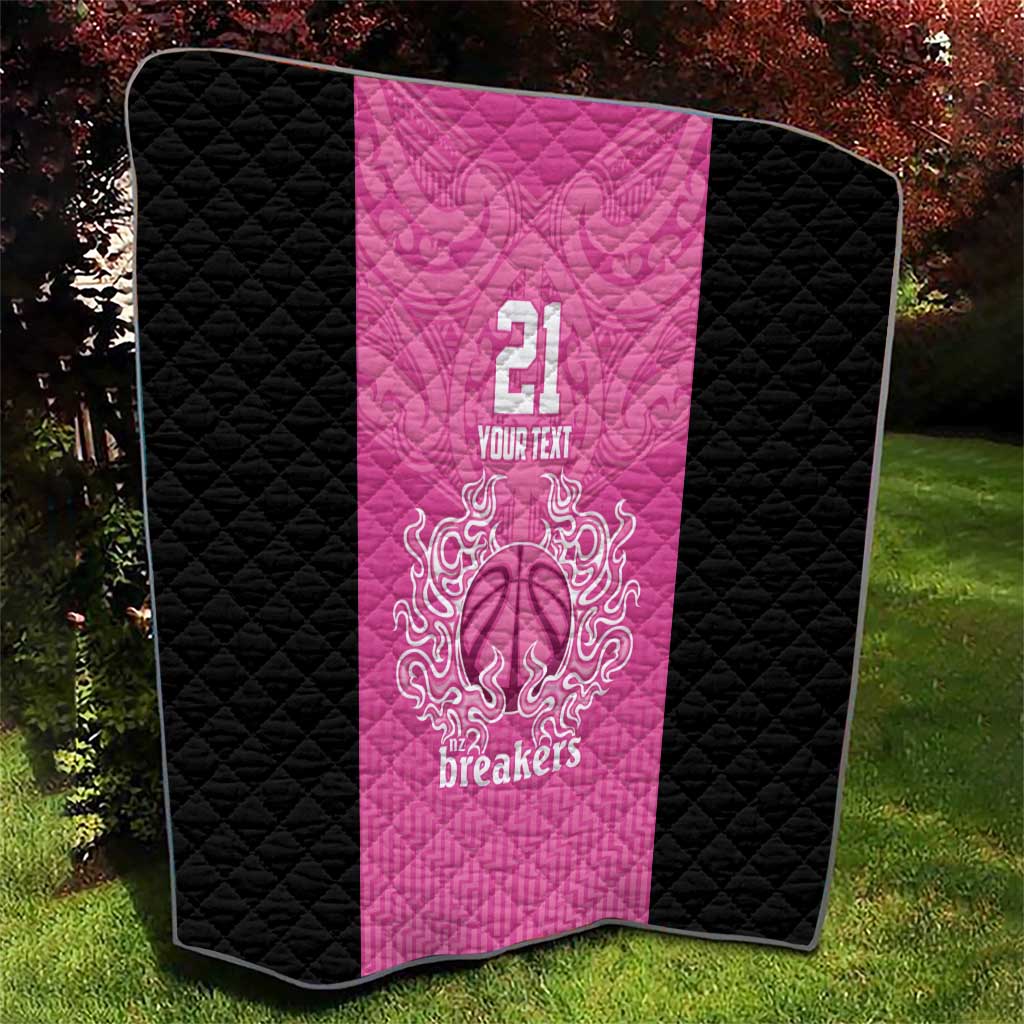 New Zealand Custom Quilt Fire Basketball Maori Tribal Pink - Aussie Hoodie