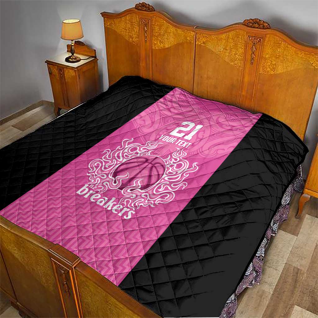 New Zealand Custom Quilt Fire Basketball Maori Tribal Pink - Aussie Hoodie