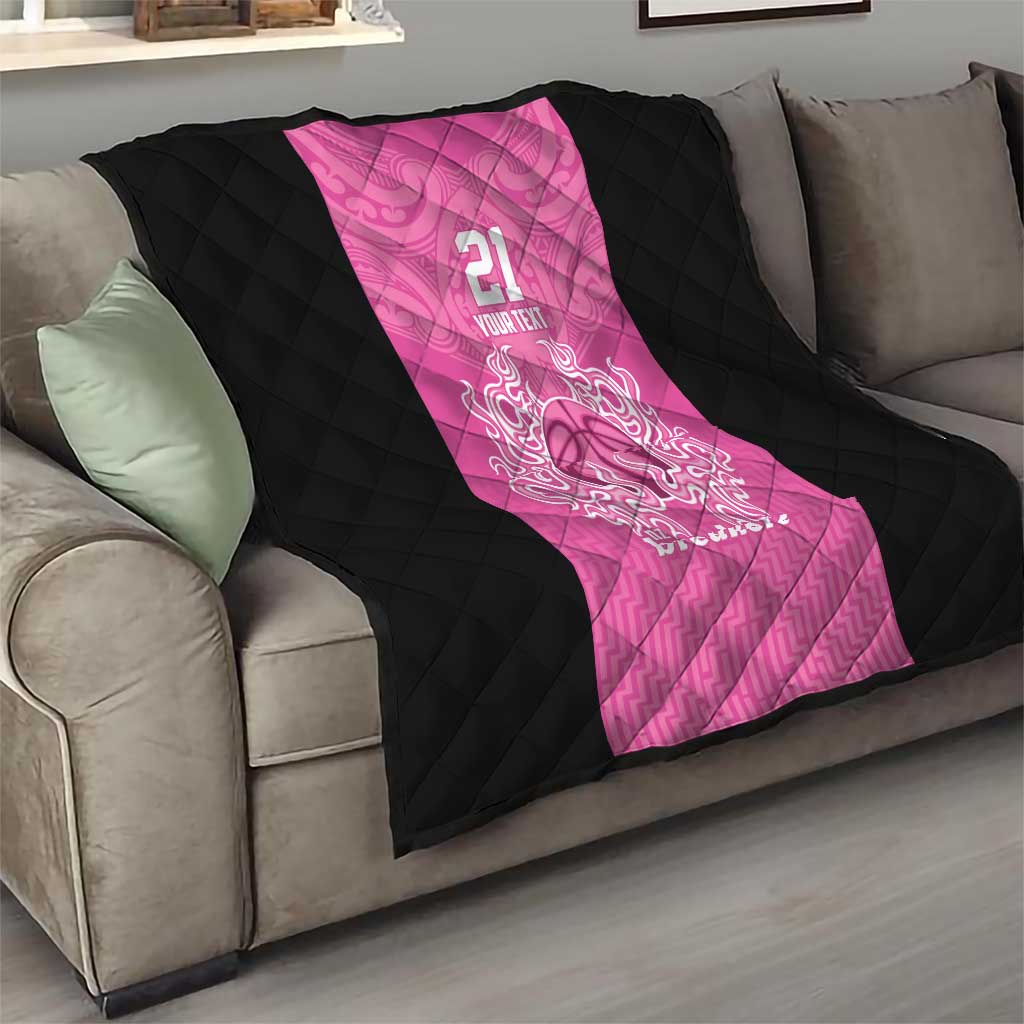 New Zealand Custom Quilt Fire Basketball Maori Tribal Pink - Aussie Hoodie