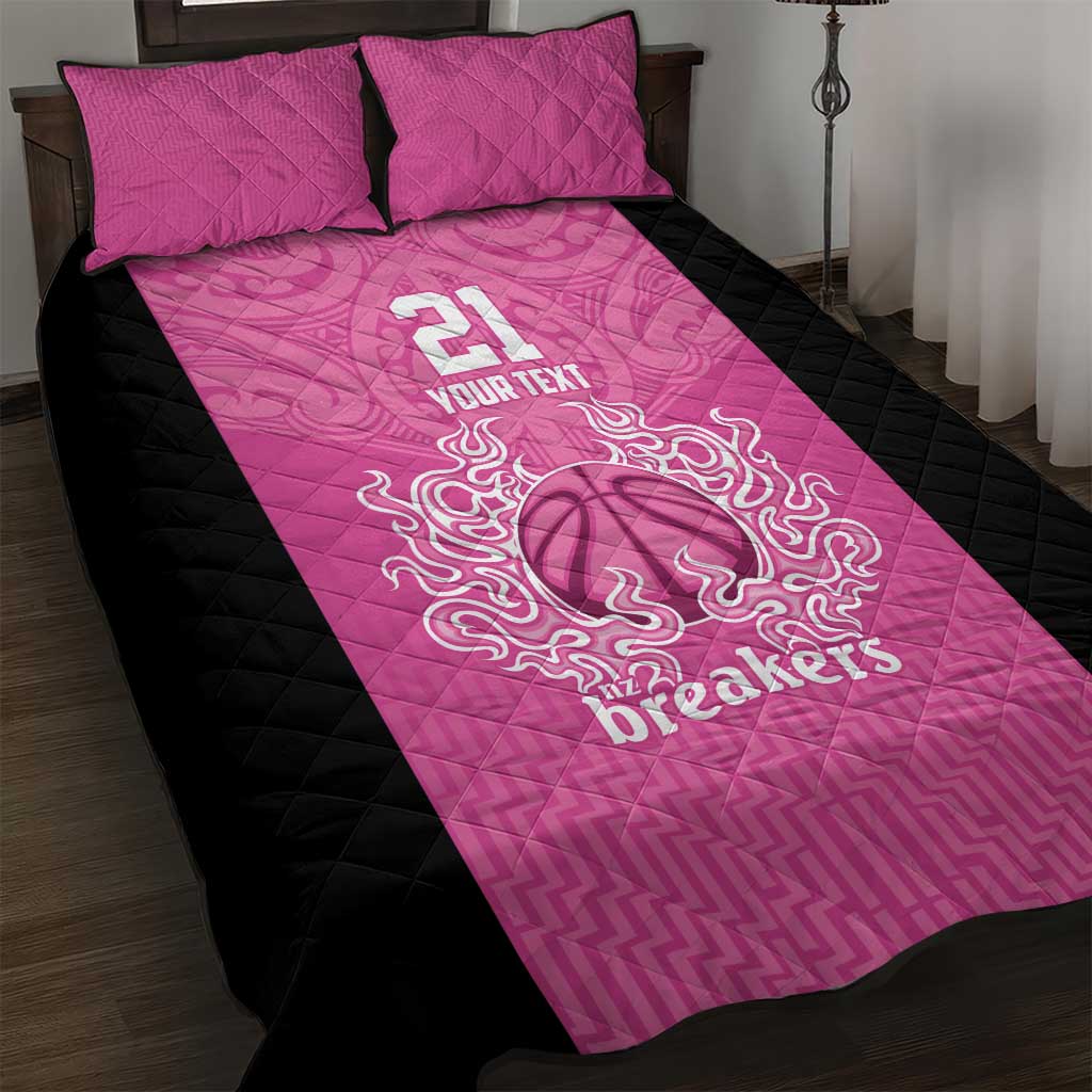 New Zealand Custom Quilt Bed Set Fire Basketball Maori Tribal Pink - Aussie Hoodie