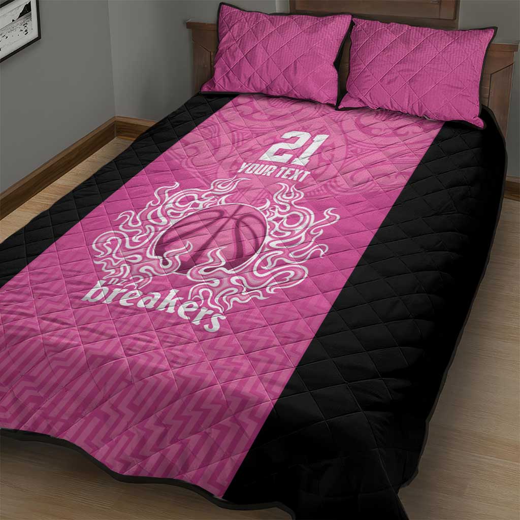 New Zealand Custom Quilt Bed Set Fire Basketball Maori Tribal Pink - Aussie Hoodie