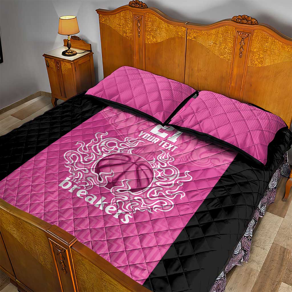 New Zealand Custom Quilt Bed Set Fire Basketball Maori Tribal Pink - Aussie Hoodie