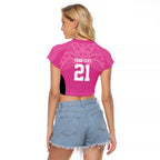 New Zealand Custom Raglan Cropped T Shirt Fire Basketball Maori Tribal Pink - Aussie Hoodie