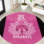 New Zealand Custom Round Carpet Fire Basketball Maori Tribal Pink - Aussie Hoodie