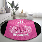 New Zealand Custom Round Carpet Fire Basketball Maori Tribal Pink - Aussie Hoodie