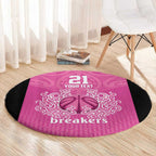 New Zealand Custom Round Carpet Fire Basketball Maori Tribal Pink - Aussie Hoodie