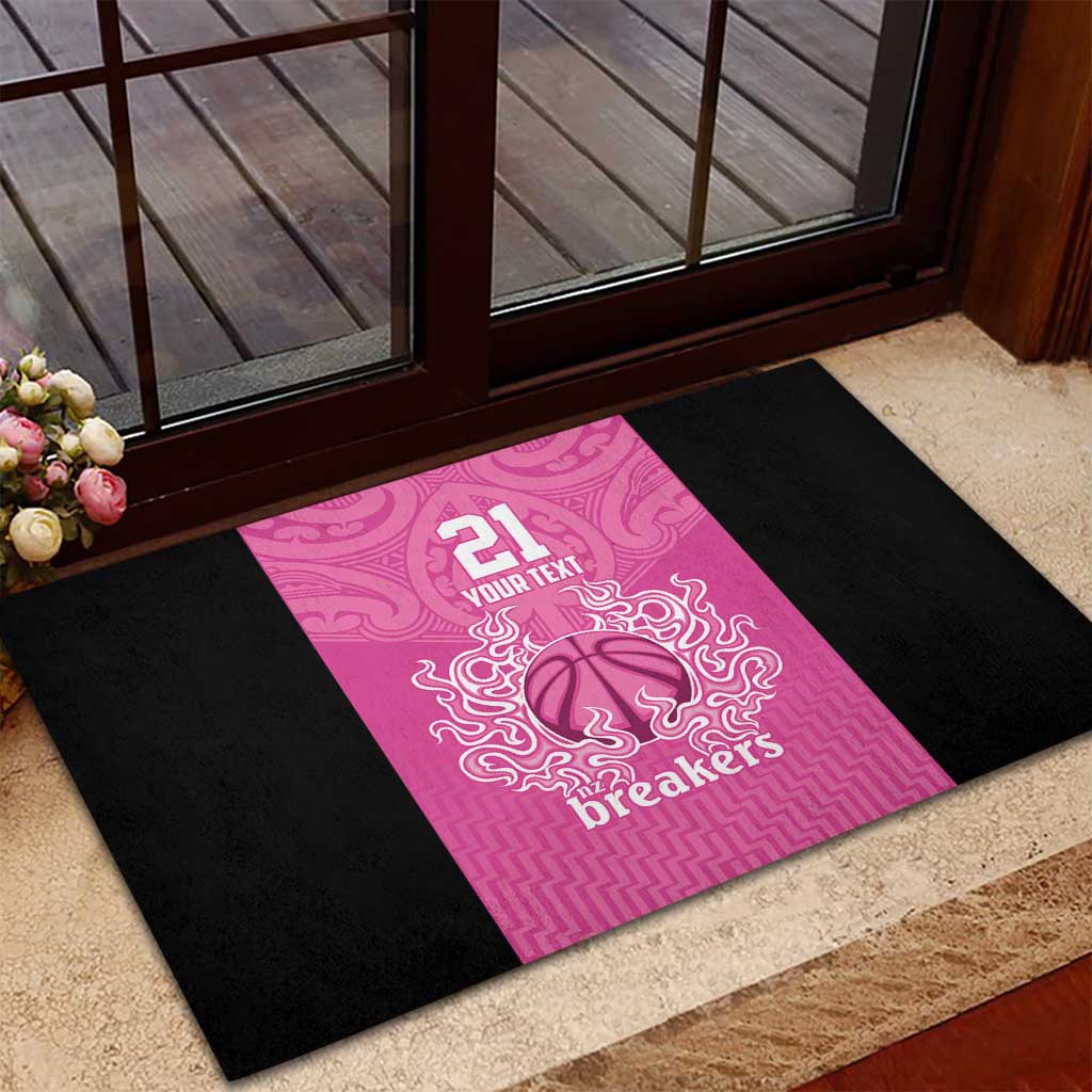New Zealand Custom Rubber Doormat Fire Basketball Maori Tribal Pink - Aussie Hoodie