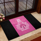 New Zealand Custom Rubber Doormat Fire Basketball Maori Tribal Pink - Aussie Hoodie