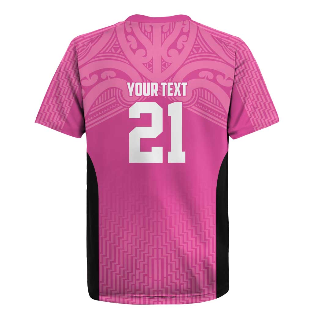 New Zealand Custom Rugby Jersey Fire Basketball Maori Tribal Pink - Aussie Hoodie