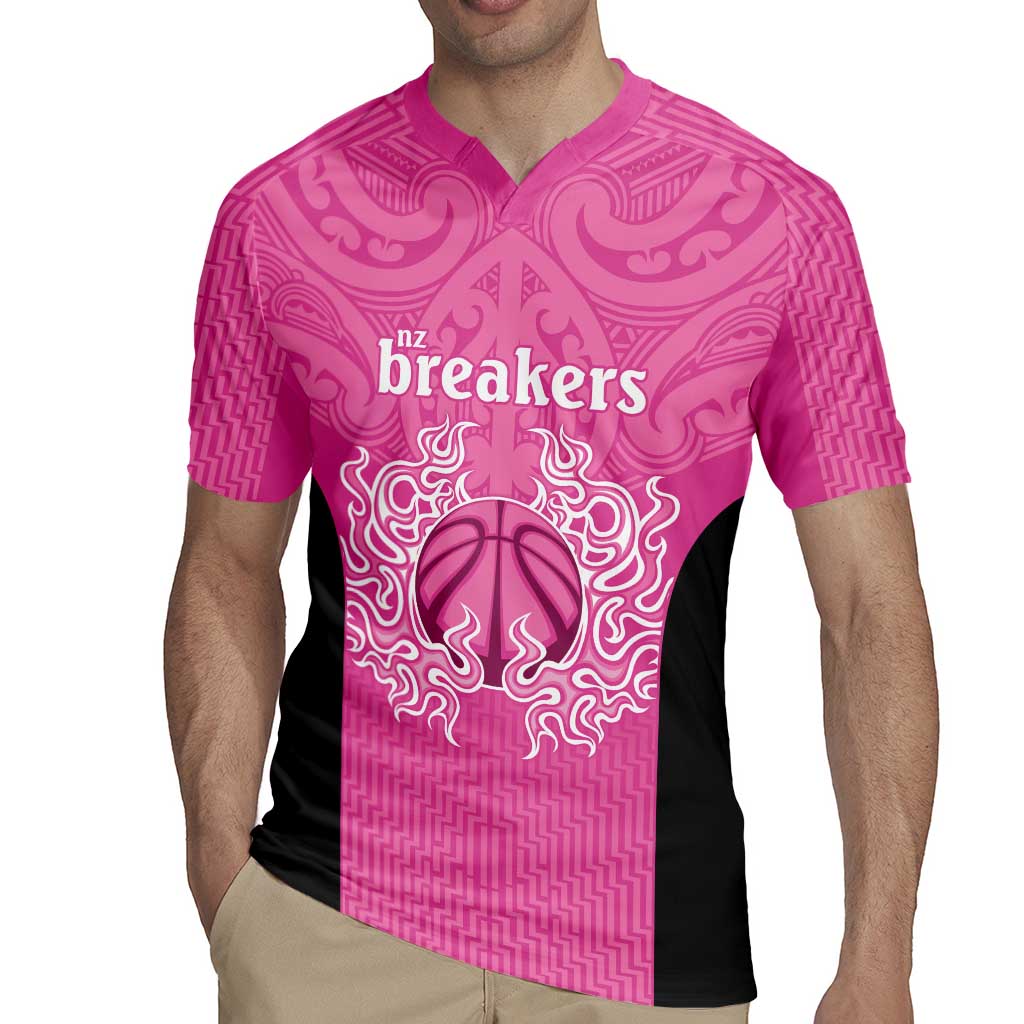 New Zealand Custom Rugby Jersey Fire Basketball Maori Tribal Pink - Aussie Hoodie
