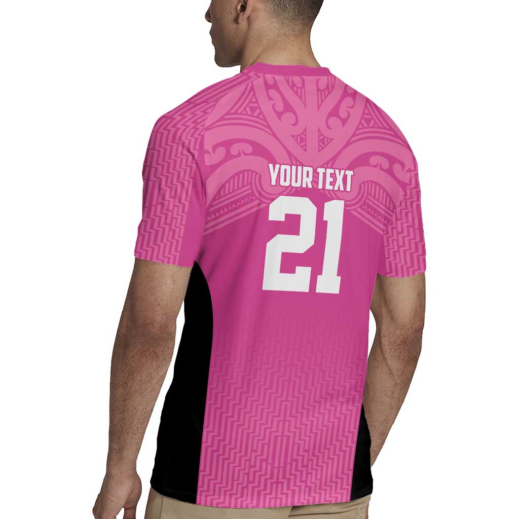 New Zealand Custom Rugby Jersey Fire Basketball Maori Tribal Pink - Aussie Hoodie