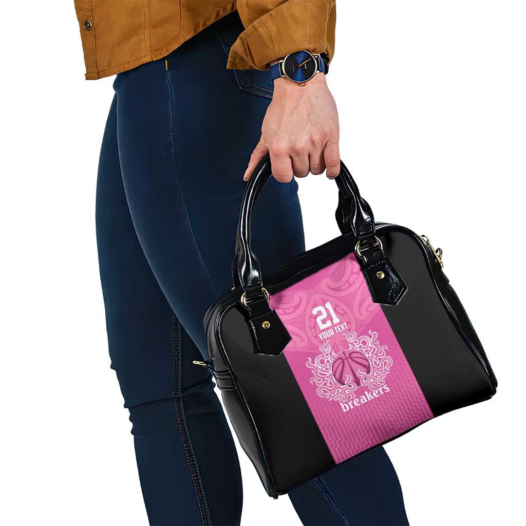 New Zealand Custom Shoulder Handbag Fire Basketball Maori Tribal Pink - Aussie Hoodie