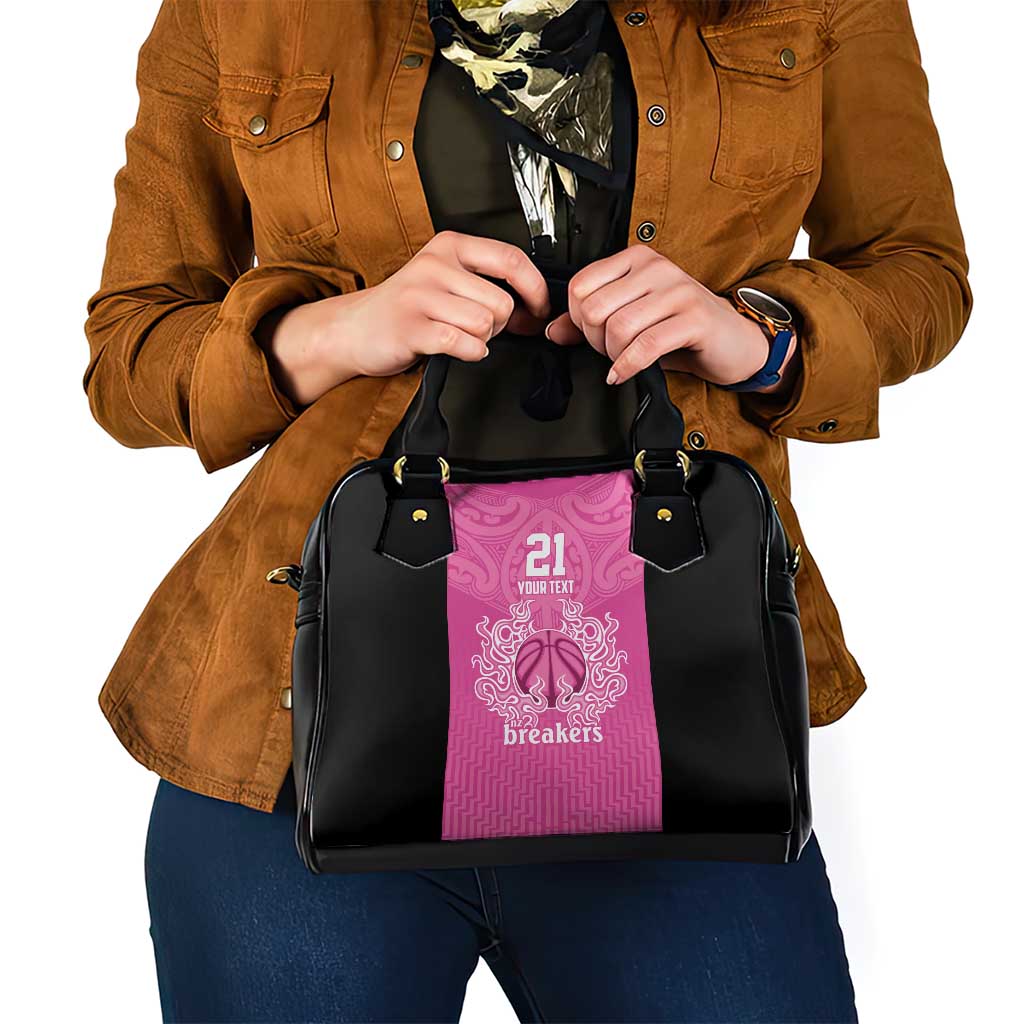 New Zealand Custom Shoulder Handbag Fire Basketball Maori Tribal Pink - Aussie Hoodie
