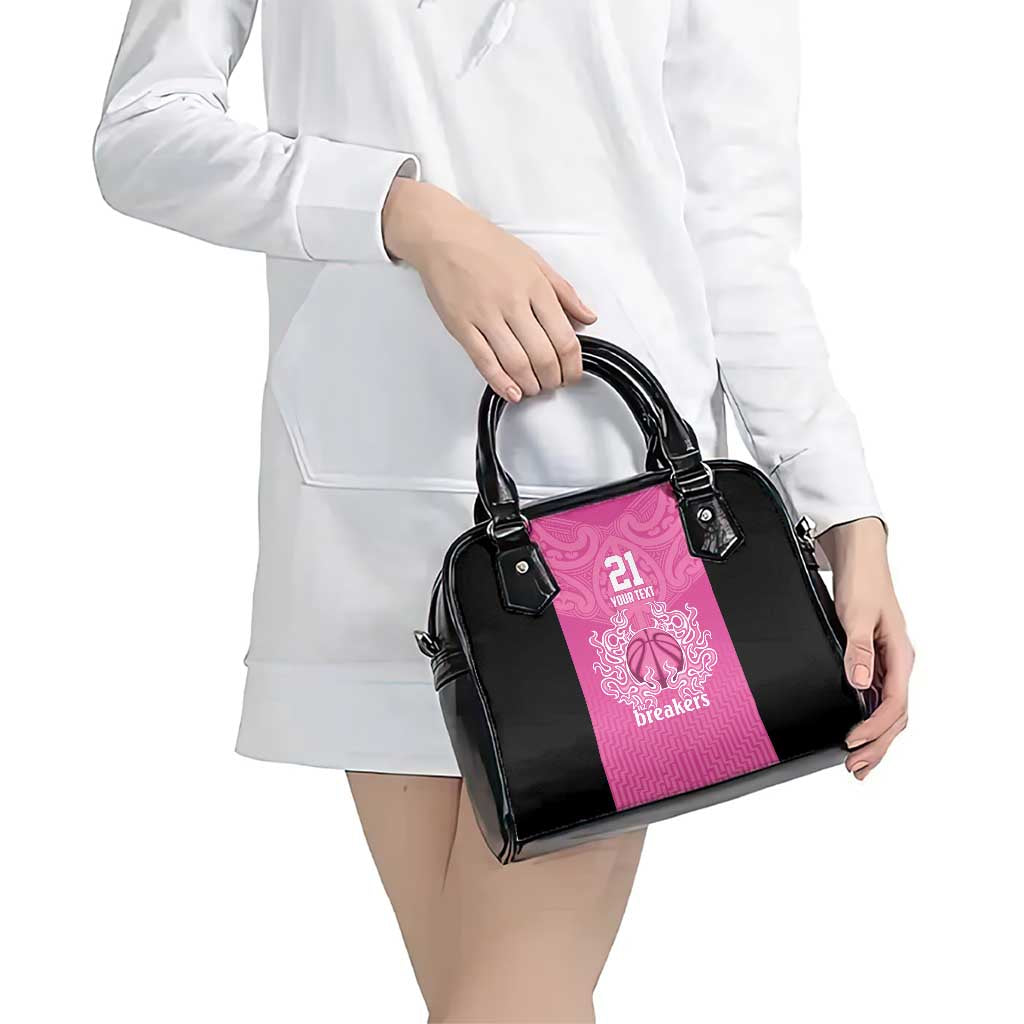 New Zealand Custom Shoulder Handbag Fire Basketball Maori Tribal Pink - Aussie Hoodie