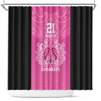 New Zealand Custom Shower Curtain Fire Basketball Maori Tribal Pink - Aussie Hoodie