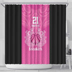 New Zealand Custom Shower Curtain Fire Basketball Maori Tribal Pink - Aussie Hoodie