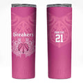 New Zealand Custom Skinny Tumbler Fire Basketball Maori Tribal Pink - Aussie Hoodie