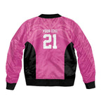 New Zealand Custom Sleeve Zip Bomber Jacket Fire Basketball Maori Tribal Pink - Aussie Hoodie