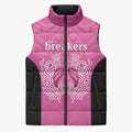 New Zealand Custom Sleeveless Puffer Jacket Fire Basketball Maori Tribal Pink - Aussie Hoodie