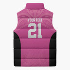 New Zealand Custom Sleeveless Puffer Jacket Fire Basketball Maori Tribal Pink - Aussie Hoodie