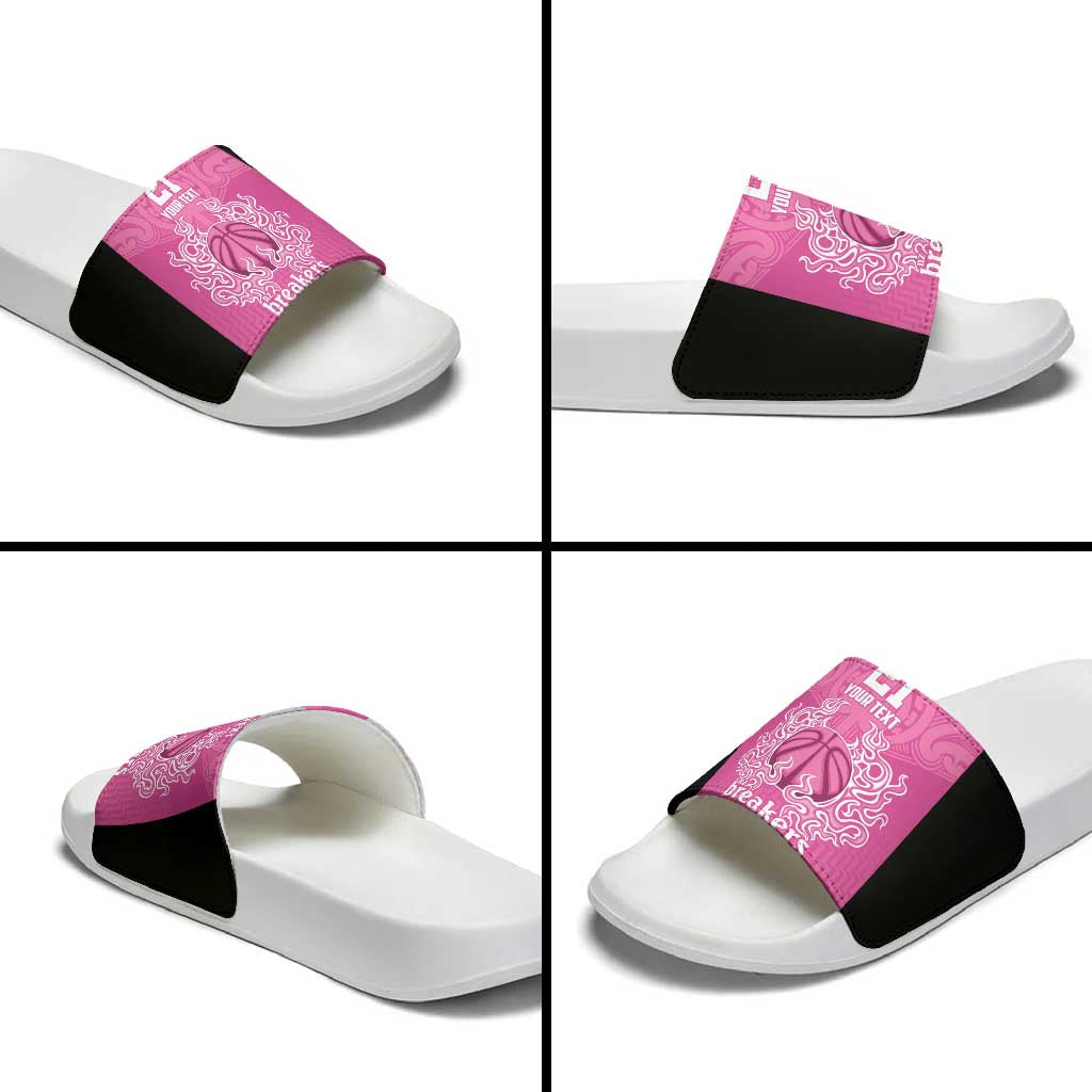 New Zealand Custom Slide Sandals Fire Basketball Maori Tribal Pink - Aussie Hoodie