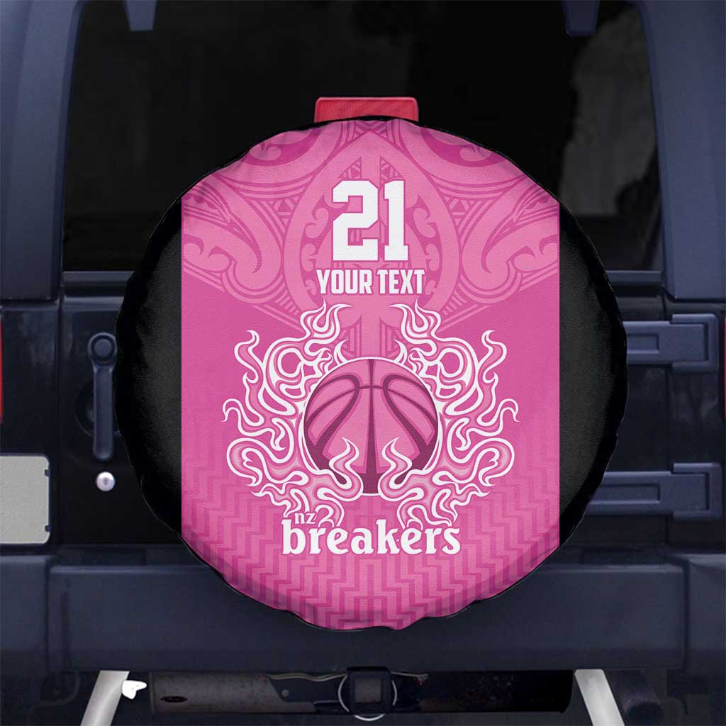 New Zealand Custom Spare Tire Cover Fire Basketball Maori Tribal Pink - Aussie Hoodie