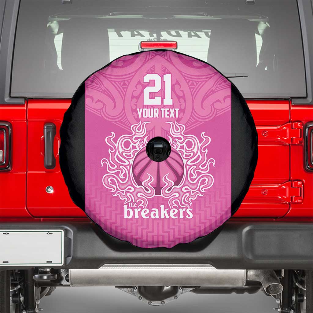 New Zealand Custom Spare Tire Cover Fire Basketball Maori Tribal Pink - Aussie Hoodie