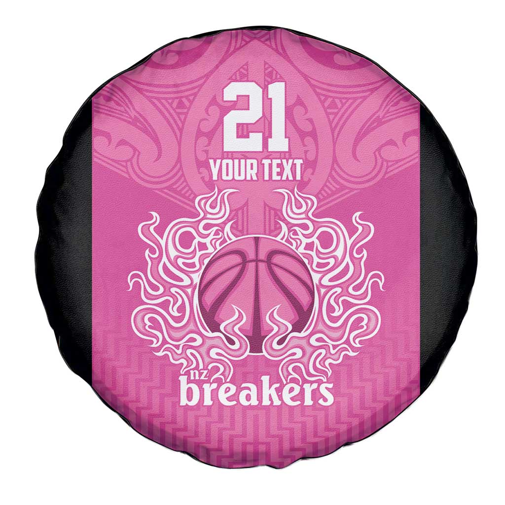 New Zealand Custom Spare Tire Cover Fire Basketball Maori Tribal Pink - Aussie Hoodie